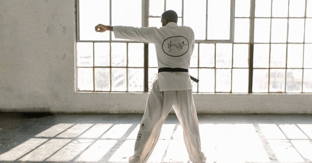 Solo martial arts training guide session focused on proper striking form